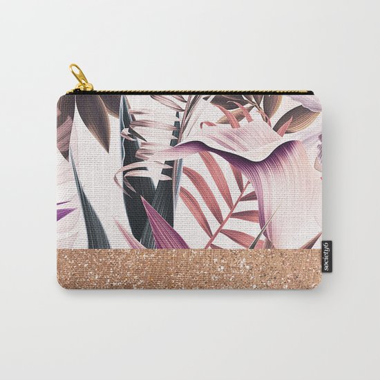 Magenta floral rose gold Carry-All Pouch