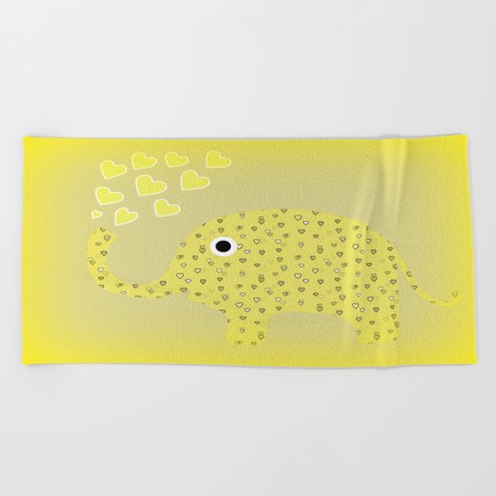 I Love Elephants Beach Towel