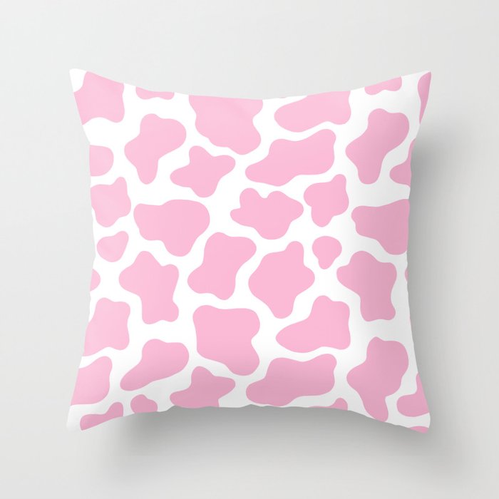 Pink Cow Print Throw Pillow