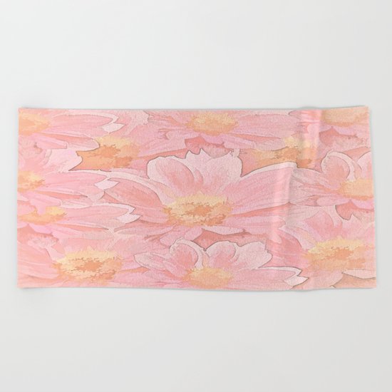 Pretty In Pink Painterly Floral Beach Towel