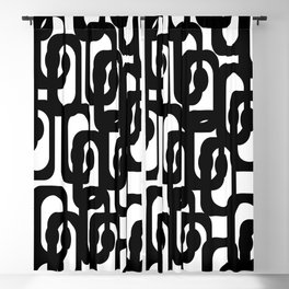 Black and White Mid-century Modern Loop Pattern Blackout Curtain