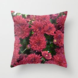 Ruby Red Mums Throw Pillow
