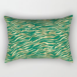 Green Gold Tiger Skin Print Rectangular Pillow