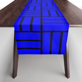 Basketweave (Black & Blue Pattern) Table Runner