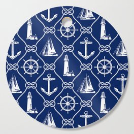 Nautical Navy blue and White Rope Pattern Cutting Board