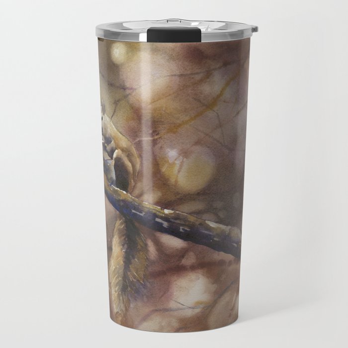 Squirrel sitting on branch.  Squirrel outdoors landscape artwork fine art Travel Mug