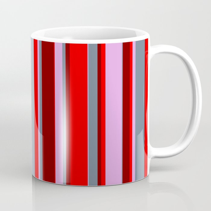 Plum, Slate Gray, Maroon, and Red Colored Lines Pattern Coffee Mug