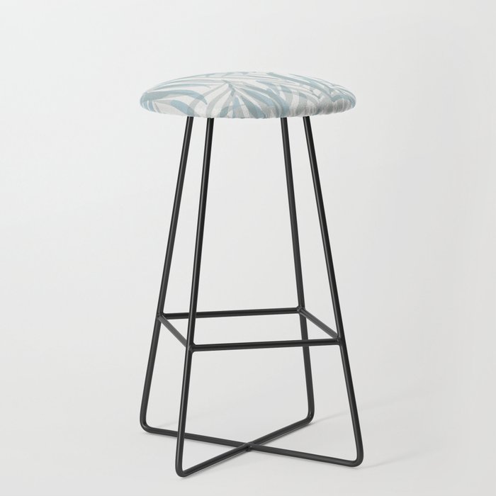 Digital palm leaves in pastel blue and gray Bar Stool