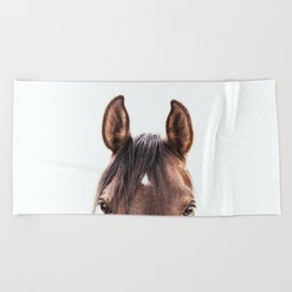 peekaboo horse, bw horse print, horse photo, equestrian, equestrian photo, equestrian decor Beach Towel