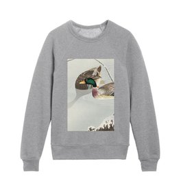 Japanese Woodblock Print of Two Mallards By Ohara Koson  Kids Crewneck