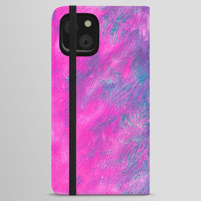 Abstract Girly Painting with Pink, Purple and Teal iPhone Wallet Case