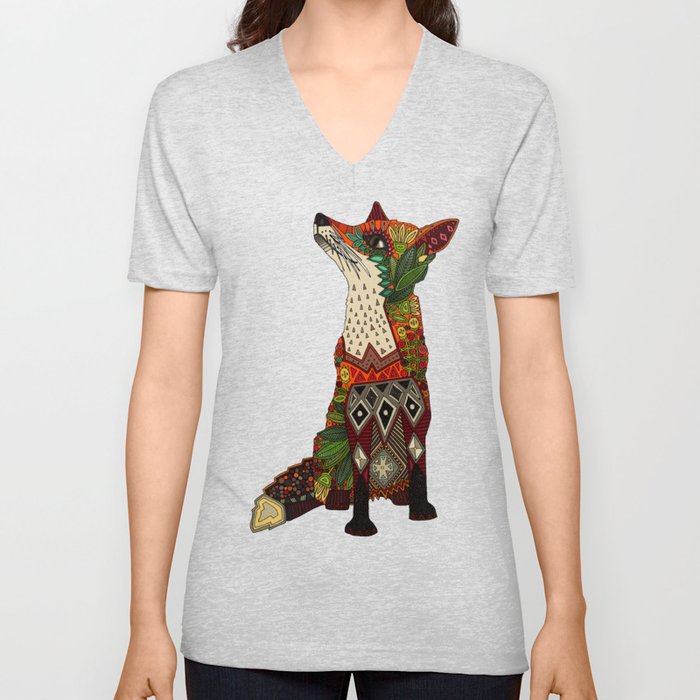 fox love off white V Neck T Shirt