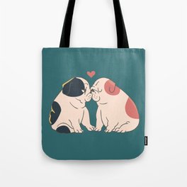 English Bulldog Kisses Tote Bag | Graphic Design, Curated, Animal, Love, Valentine, Graphite, Drawing, Digital, Englishbulldog, Bulldog 