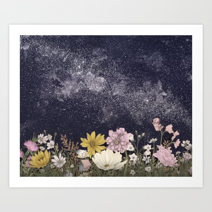Galaxy in Bloom Colour Version Art Print