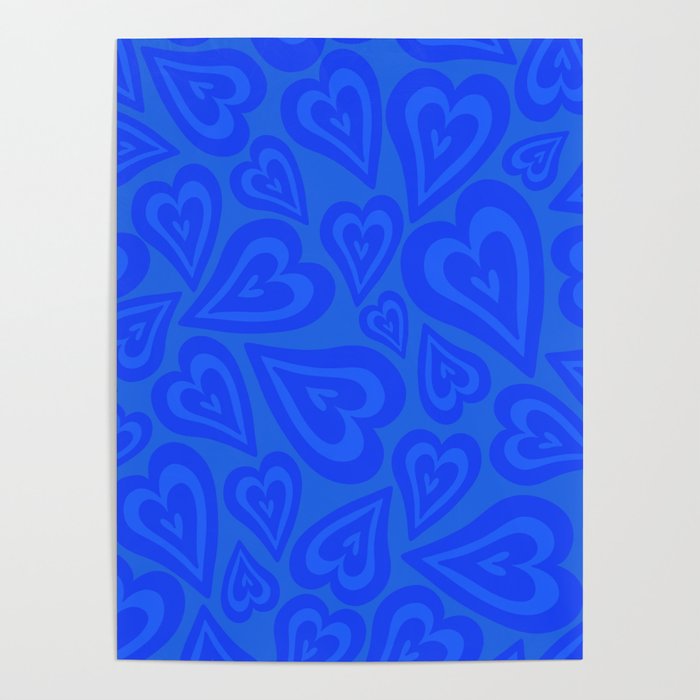 Retro Love Swirl - Bright True Blue Poster