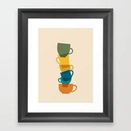 Stack of Teacups and Mugs Framed Art Print