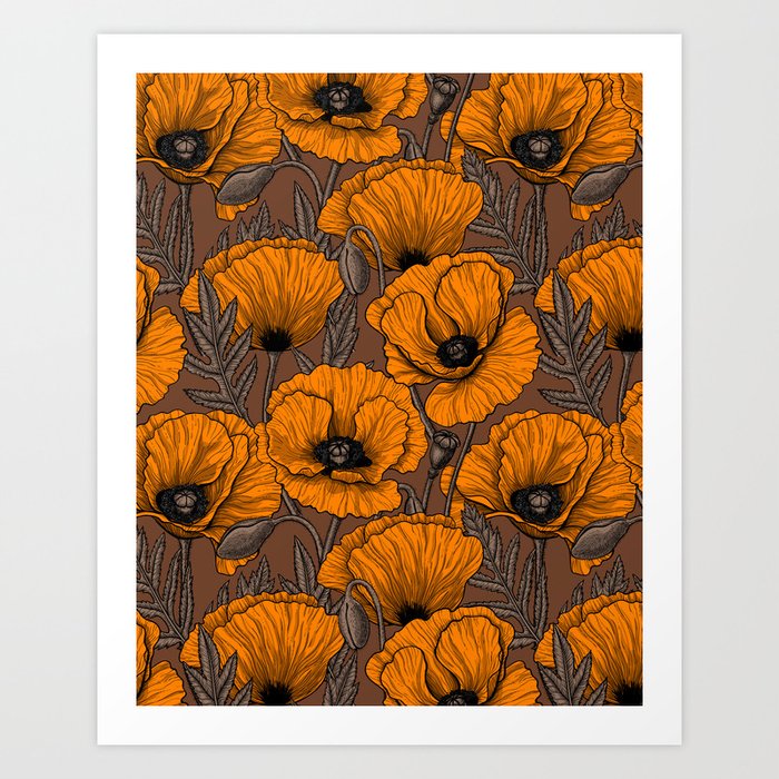Orange poppy garden 2 Art Print