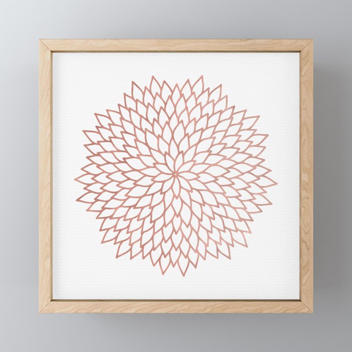 Mandala Flower Rose Gold on White Framed Mini Art Print