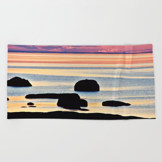 Painted Seas at Dusk Beach Towel