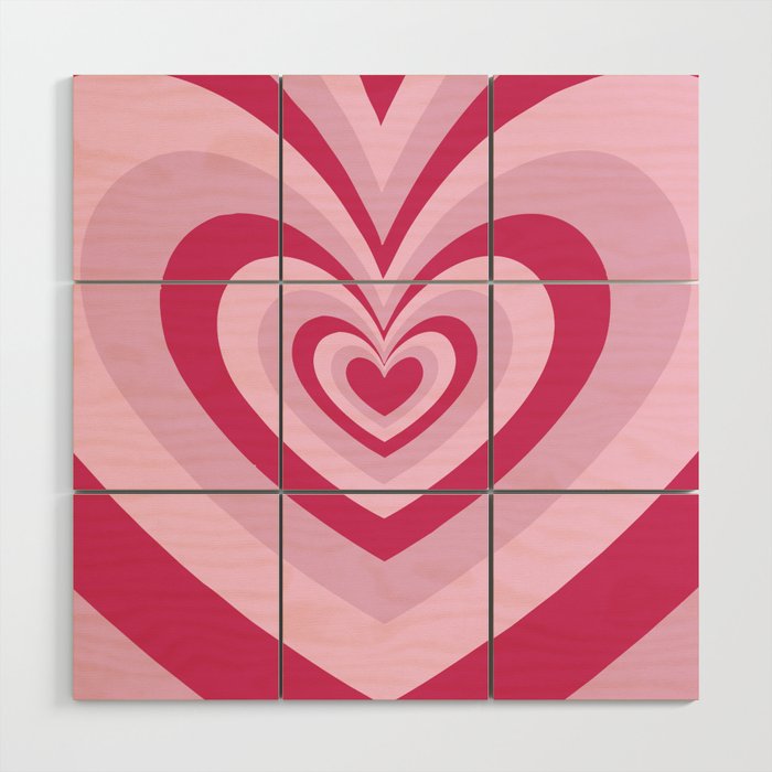Valentines Beating Hearts (Pink + Red) Wood Wall Art