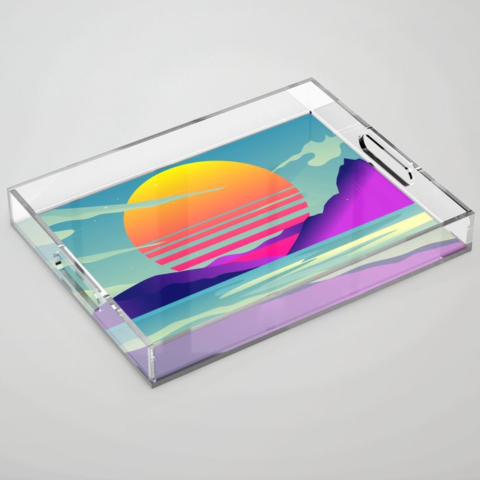 Blissful Sunset Retrowave Acrylic Tray