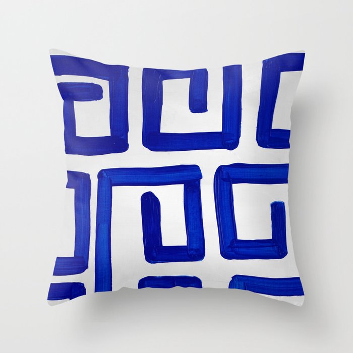 Greek Blue Design Throw Pillow
