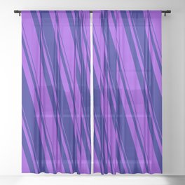 [ Thumbnail: Blue & Purple Colored Pattern of Stripes Sheer Curtain ]
