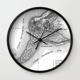 Map of the Mysterious Island - Jules Verne - Vintage Map Wall Clock