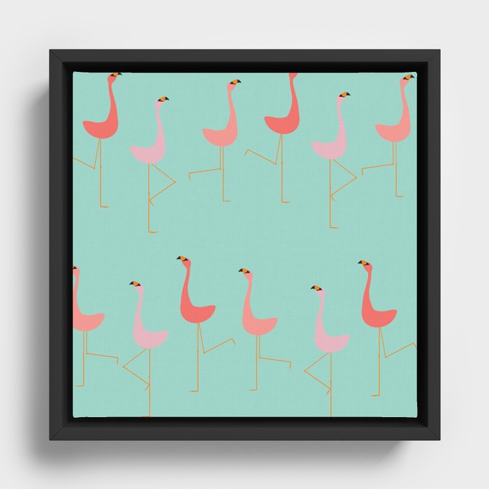 MARCH OF THE FLAMINGOS Framed Canvas