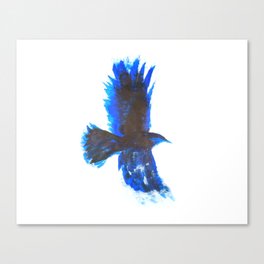 Crow Flying East - Blue Black Painting Canvas Print