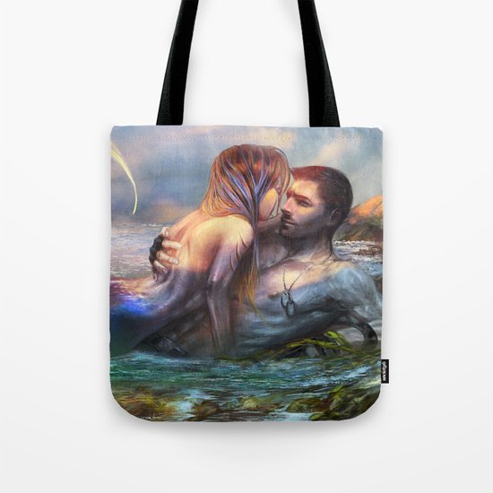 Take my breath away - Mermaid in love with soldier on the beach Tote Bag