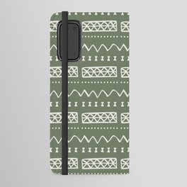 Zesty Zig Zag Bow Tie Light Green and White Mud Cloth Pattern Android Wallet Case
