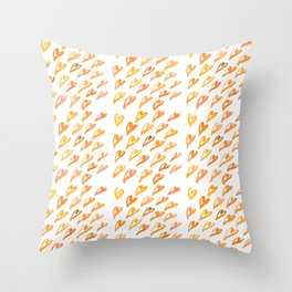 Geometric pattern with hearts - orange Throw Pillow
