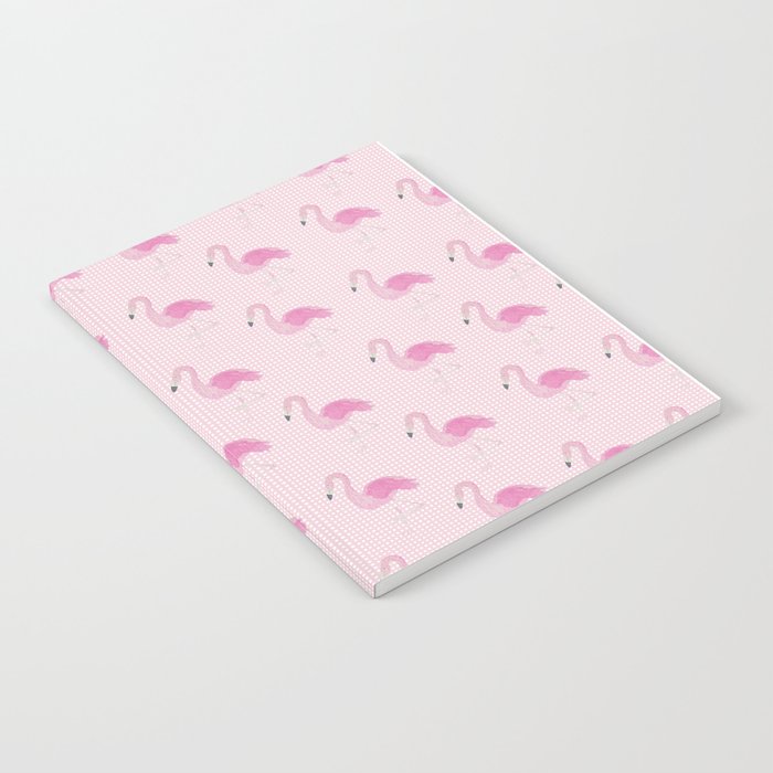 Pink Gingham Watercolor Flamingos Notebook
