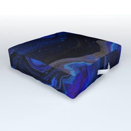 Dark Blue Midnight Waves Outdoor Floor Cushion