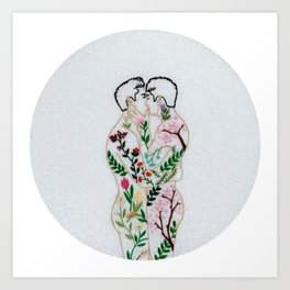 Embroidery art "Spring" printed / Gay art Art Print