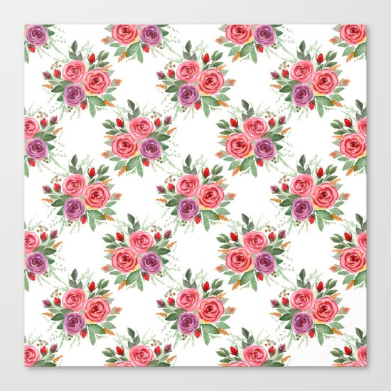 Watercolor . A bouquet of roses. 2 Canvas Print