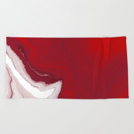 Red Jasper acrylic pouring Beach Towel