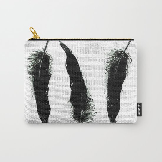 Three Black Feathers Carry-All Pouch