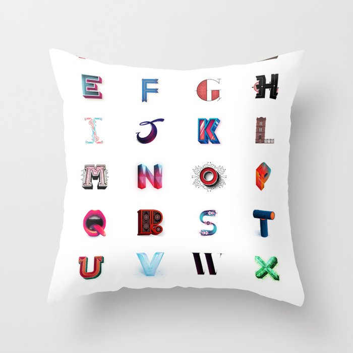 Illustrated Letters - Set One Throw Pillow