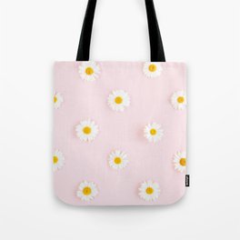 Chamomile over pink pattern Tote Bag