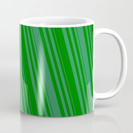 [ Thumbnail: Sea Green & Green Colored Striped Pattern Coffee Mug ]