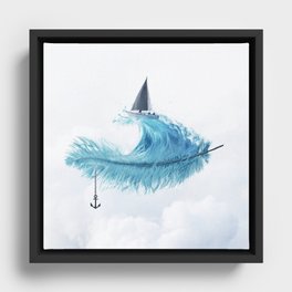 Water Feather • Blue Feather I Framed Canvas