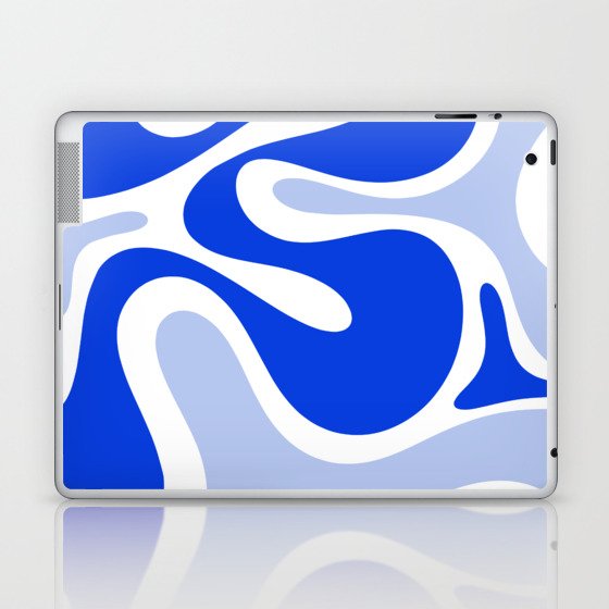 Royal Blue Smooth Contours Retro Contemporary Abstract Pattern with Light Blue Laptop & iPad Skin