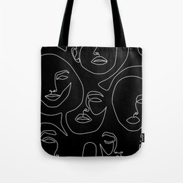 Faces in Dark Tote Bag | Continuousline, Graphicdesign, Abstract, Girl, Beauty, Female, Minimal, Faces, Minimalist, Drawing 