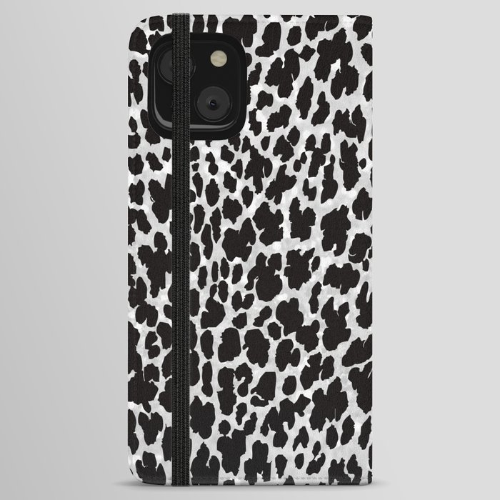 Modern black white cheetah animal print iPhone Wallet Case