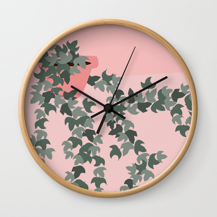 Pink potted ivy Wall Clock