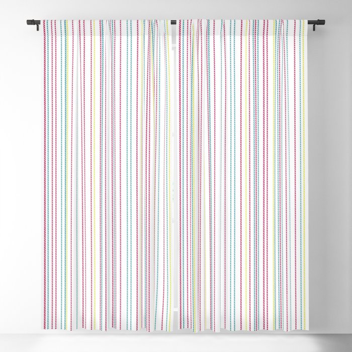 Multicolored Line Striped Pattern Blackout Curtain