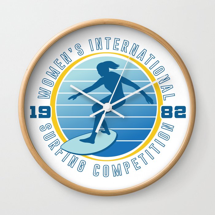 Retro Women's Surfing Competition T-Shirt Wall Clock