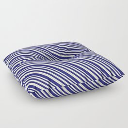 [ Thumbnail: Light Yellow & Midnight Blue Colored Lined/Striped Pattern Floor Pillow ]